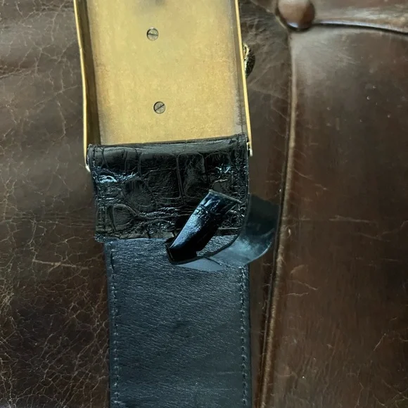 Ralph Lauren Brass Stag Head Alligator Belt - Picture 9 of 12